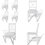 Vidaxl - chaises  manger lot de 4 blanc bois de pin - chaise de salle  manger - chaises de cuisine ...