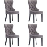 Vidaxl - chaises  manger lot de 4 gris velours
