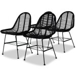 Vidaxl - chaises  manger lot de 4 noir rotin naturel