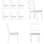 Vidaxl - chaises  manger lot de 6 blanc et bois clair bois hva massif - chaise de salle  manger - ...