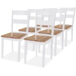 Lot de 6 chaises � manger - chaises de salle � manger blanc bois d'h�v�a vidaxl