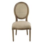 Signature - chaise médaillon chêne beige dossier canné 50x99x58cm Signature - chaise médaillon chêne beige dossier canné 50x99x58cm