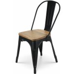 Chaise en m�tal noir mat avec assise en bois clair - style industriel