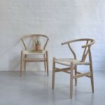 Berah getah - lot de 2 chaises en mindi massif et assise tisse