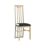 Chaise moderne chne clair et assise simili cuir noir italino