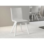 Chaise moderne simili cuir blanc et pieds bois fr�ne blanc julak