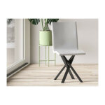 Chaise moderne simili cuir blanc et pieds mtal anthracite amanda