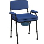 Chaise percée réglable - chaise de toilette - seau amovible, coussin, accoudoirs - acier noir pvc bleu ... Chaise percée réglable - chaise de toilette - seau amovible, coussin, accoudoirs - acier noir pvc bleu ...