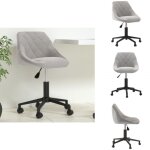 Chaise pivotante de bureau gris clair velours - chaise de bureau - chaise pivotante - chaise ergonomique ...