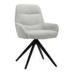 Meubletmoi - chaise pivotante tissu doux �cru avec accoudoirs pied m�tal noir - eva