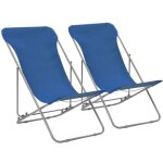 Minkurow - chaises de plage pliables 2 pcs acier et tissu oxford bleu