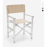 Chaise de plage pliante portable en aluminium textil�ne regista gold - beige
