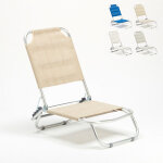 Chaise de plage pliante transat de piscine en aluminium tropical - beige