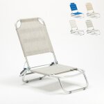 Chaise de plage pliante transat de piscine en aluminium tropical - gris