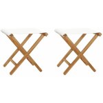 Chaises pliables 2 pcs bois de teck solide et tissu blanc cr�me