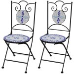 Vidaxl - chaises pliables de bistro 2 pcs cramique bleu et blanc