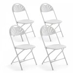 Rekkem - chaise pliante blanche confortable lot de 4