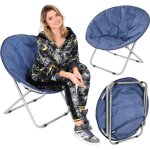 Chaise pliante - bleu marine - tissu - 82x68x79cm