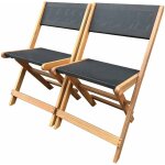 Chaise pliante en bois exotique  seoul  - maple - noir - lot de 2