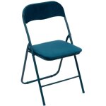 Five simply smart ? chaise pliante en velours bleu clair ? structure acier ? assise polyester 39x39cm ...