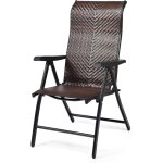 Goplus chaise pliante de jardin avec dossier r�glable en 5 position - en pe rotin avec accoudoirs ergonomiques ...