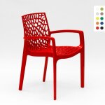 Chaise en polypropyl�ne accoudoirs jardin caf� grand soleil gruvyer arm - rouge