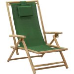 The living store - chaise de relaxation inclinable vert bambou et tissu - chaises de jardin - chaises ...