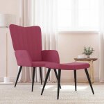 Chaise de relaxation avec tabouret rouge bordeaux velours vidaxl