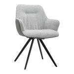 Meubletmoi - chaise rotative 180 en tissu gris et pied en mtal noir - corine