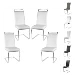 Chaises salle � manger lot de 4 chaises pied luge, blanc