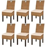 Chaises de salle  manger 6 pcs rotin kubu bois de manguier