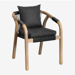Sklum - chaise de salle � manger avec accoudoirs en bois d'acacia de duba� gris graphite