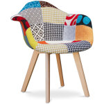 Privatefloor - chaise de salle à manger avec accoudoirs - revêtement patchwork - pixi multicolore Privatefloor - chaise de salle à manger avec accoudoirs - revêtement patchwork - pixi multicolore
