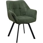 D�coshop26 - chaise de salle � manger assise pivotante confortable en velours c�tel� vert et m�tal noir ...