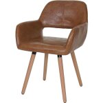 Chaise de salle � manger bureau visiteur design r�tro en synth�tique marron pied en bois clair 040002138 ...