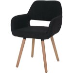Chaise de salle � manger bureau visiteur sans roulette design r�tro en tissu noir pied en bois clair ...