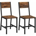 Vasagle ? lot de 2 chaises salle � manger ? cadre en acier noir ? assise en bois marron rustique ? design ...