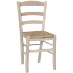 Chaise de salle � manger champ�tre en bois � peindre avec assise en paille