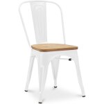 Tolix style - chaise de salle  manger - design industriel - acier et bois - nouvelle dition - stylix ...