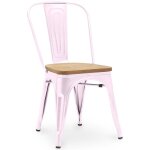 Tolix style - chaise de salle � manger - design industriel - acier et bois - nouvelle �dition - stylix ...