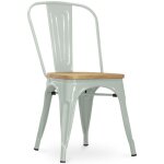 Chaise de salle � manger - design industriel - acier et bois - nouvelle �dition - stylix vert p�le