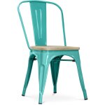 Tolix style - chaise de salle � manger - design industriel - acier et bois - nouvelle �dition - stylix ...