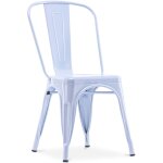 Tolix style - chaise de salle � manger - design industriel - acier - nouvelle �dition - stylix bleu gris ...