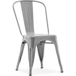 Tolix style - chaise de salle  manger - design industriel - acier - nouvelle dition - stylix gris clair ...