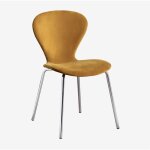 Sklum - chaise de salle  manger empilable en velours uit moutarde gris chrom