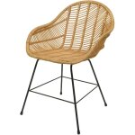 Chaise de salle � manger hhg - 086, chaise de cuisine en osier chaise en rotin chaise, kubu rotin m�tal ...