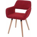 Hhg - jamais utilis] chaise de salle  manger 428 ii, fauteuil, design rtro des annes 50, tissu, rouge ...