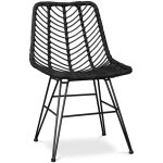 Chaise de salle à manger en rotin - style boho - mia noir Chaise de salle à manger en rotin - style boho - mia noir