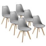 Chaises de salle � manger scandinave dewinner chaise de bureau r�tro, assise rembourr�e en h�tre massif ...