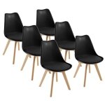 Chaises de salle � manger scandinave dewinner chaise de bureau r�tro, assise rembourr�e en h�tre massif ...